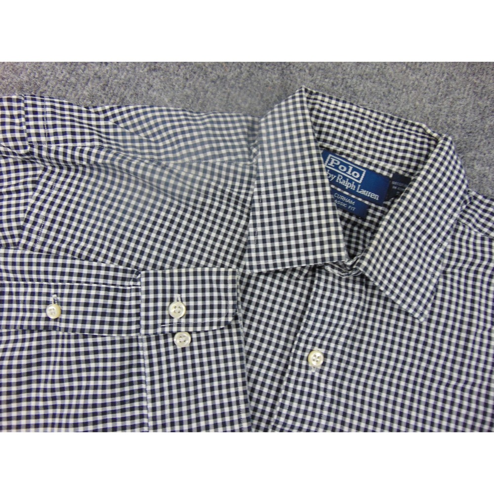 Polo Ralph Lauren Button Down Mens Large Curham Classic Fit Navy Gingham Check